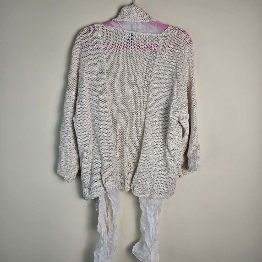 Women's Double U Beige & White Knit Cardigan M - Picture 12 of 12